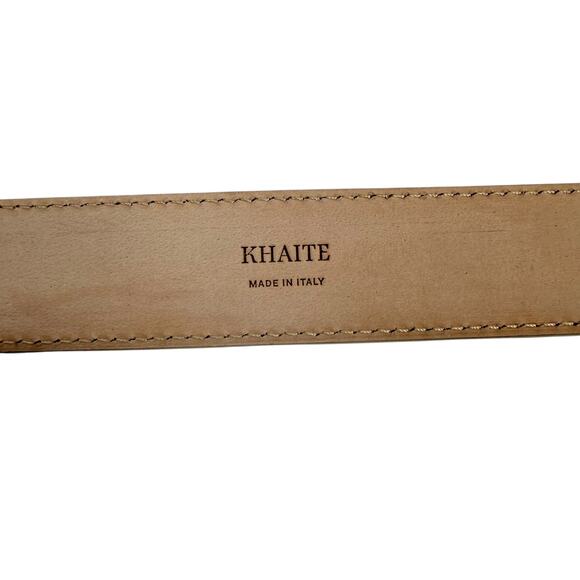 Khaite Lucca Leather Belt Solid Brass Buckle Dark Ivory Size 90/36